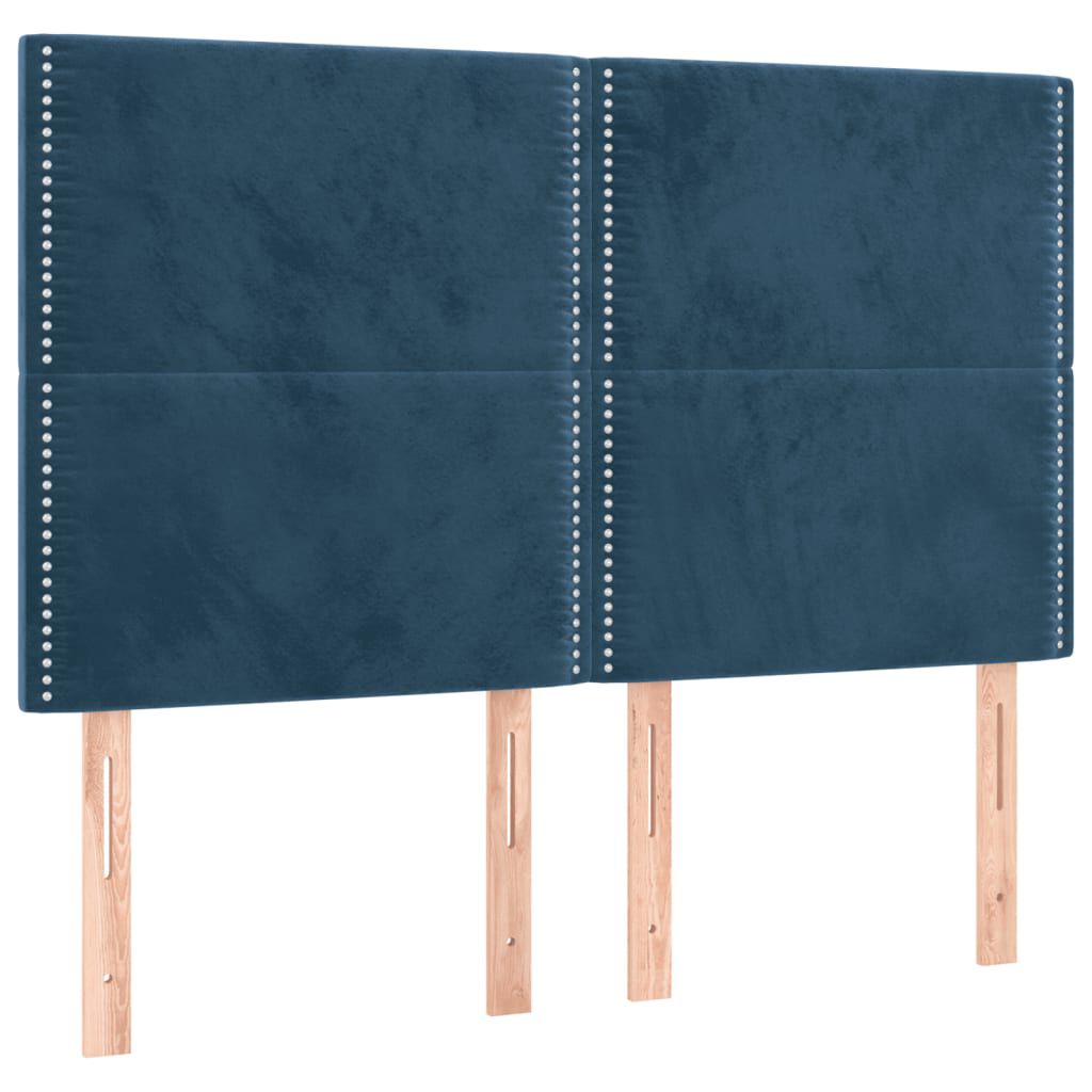 vidaXL Κρεβάτι Boxspring με Στρώμα Σκούρο Μπλε 140x200 εκ. Βελούδινο