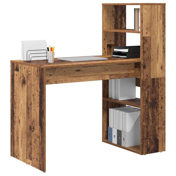 vidaXL Γραφείο με Αποθήκευση Παλιό Ξύλο 113x54x120 εκ. Επεξεργασμένο Ξύλο
