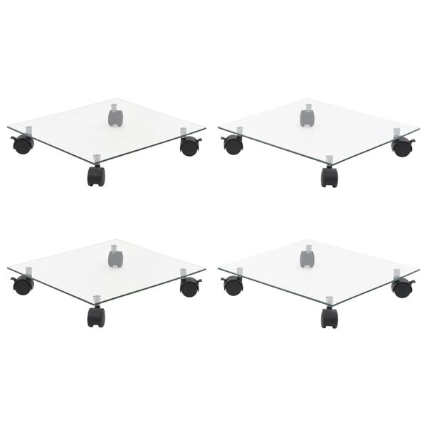 vidaXL Βάσεις Φυτών με Ρόδες 4 τεμ. Τετράγωνες 35x35 εκ. Ψημένο Γυαλί