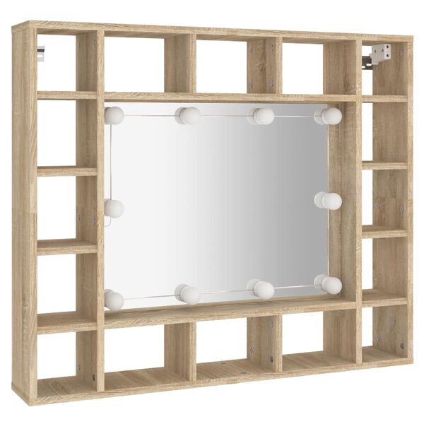 vidaXL Έπιπλο Καθρέπτη με LED Sonoma Δρυς 91 x 15 x 76,5 εκ.