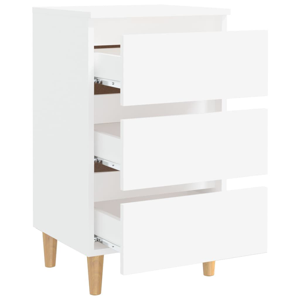 vidaXL Κομοδίνα 2 τεμ. Λευκά 40x35x69 εκ. με Μασίφ Ξύλινα Πόδια
