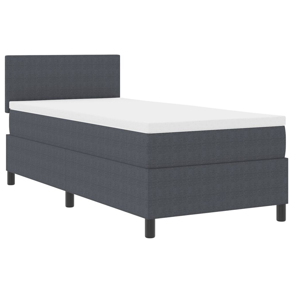 vidaXL Κρεβάτι Box Spring με Στρώμα & LED Σκούρο Γκρι 90x200 εκ Ύφασμα Κορντούρα