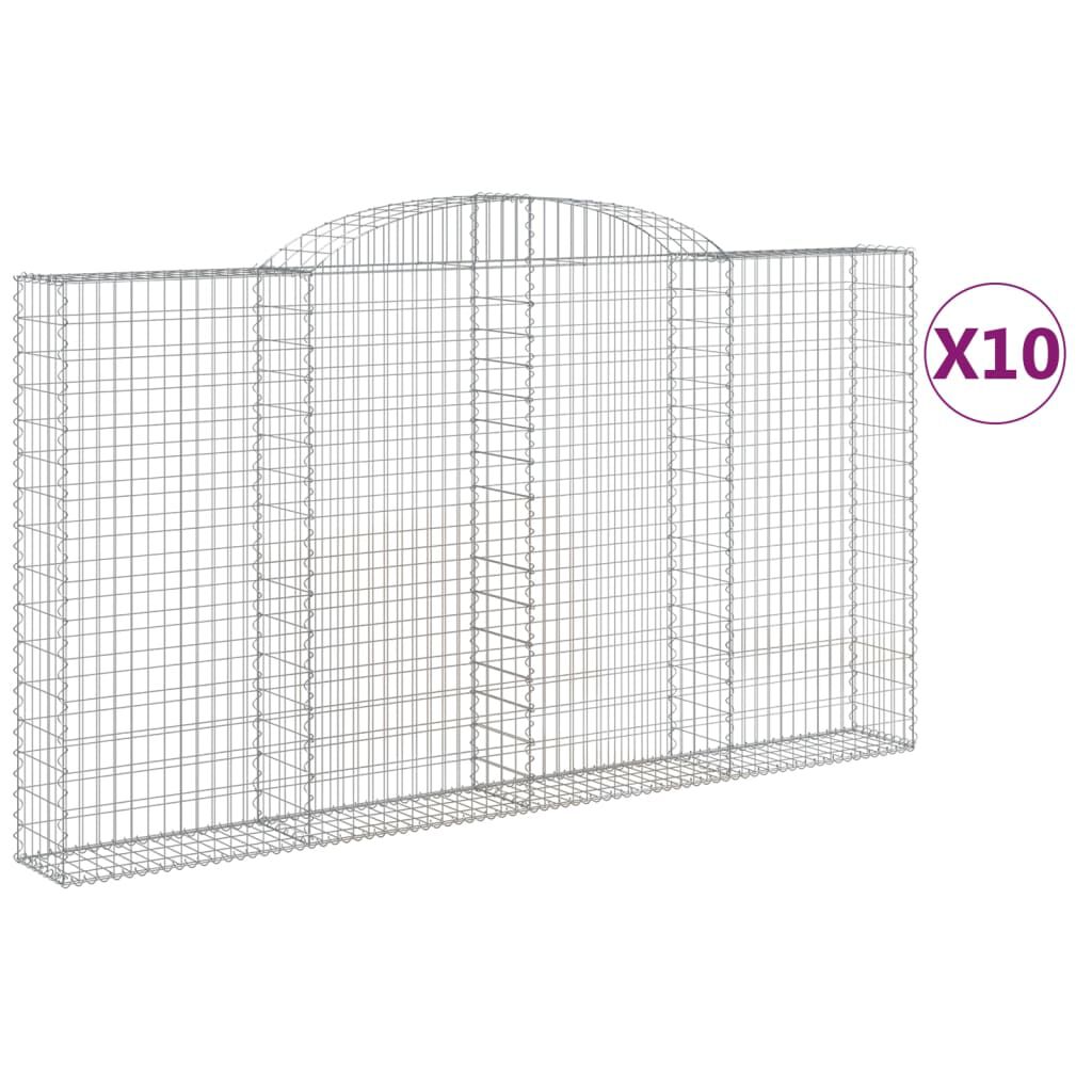 vidaXL Συρματοκιβώτια Τοξωτά 10 τεμ. 300x30x160/180 εκ. Γαλβαν. Ατσάλι