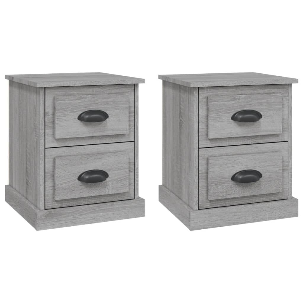 vidaXL Κομοδίνα 2 τεμ. Γκρι Sonoma 39x39x47,5 εκ. Επεξεργασμένο Ξύλο
