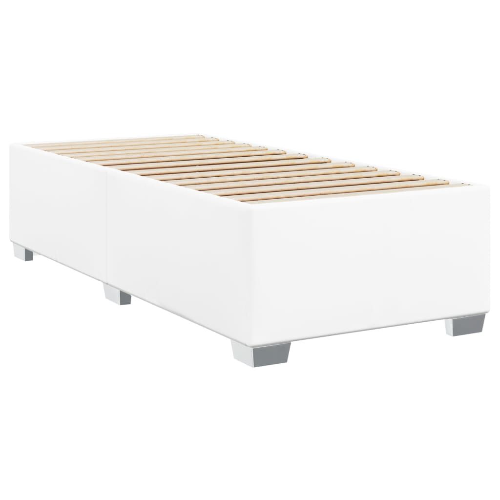 vidaXL Κρεβάτι Boxspring με Στρώμα Λευκό 100x200εκ.από Συνθετικό Δέρμα