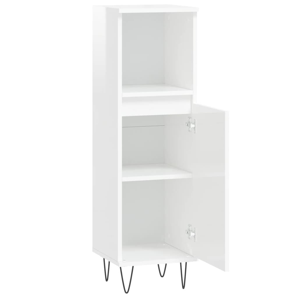 vidaXL Ντουλάπι Μπάνιου Γυαλιστερό Λευκό 30x30x100 εκ. Επεξεργ. Ξύλο