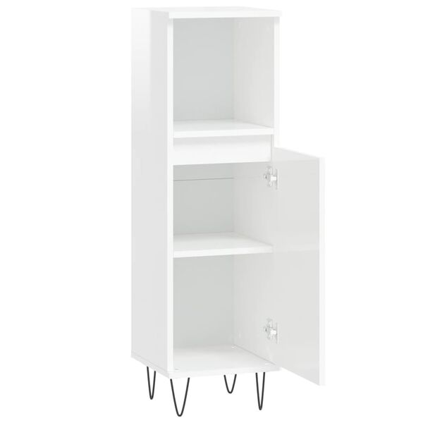 vidaXL Ντουλάπι Μπάνιου Γυαλιστερό Λευκό 30x30x100 εκ. Επεξεργ. Ξύλο