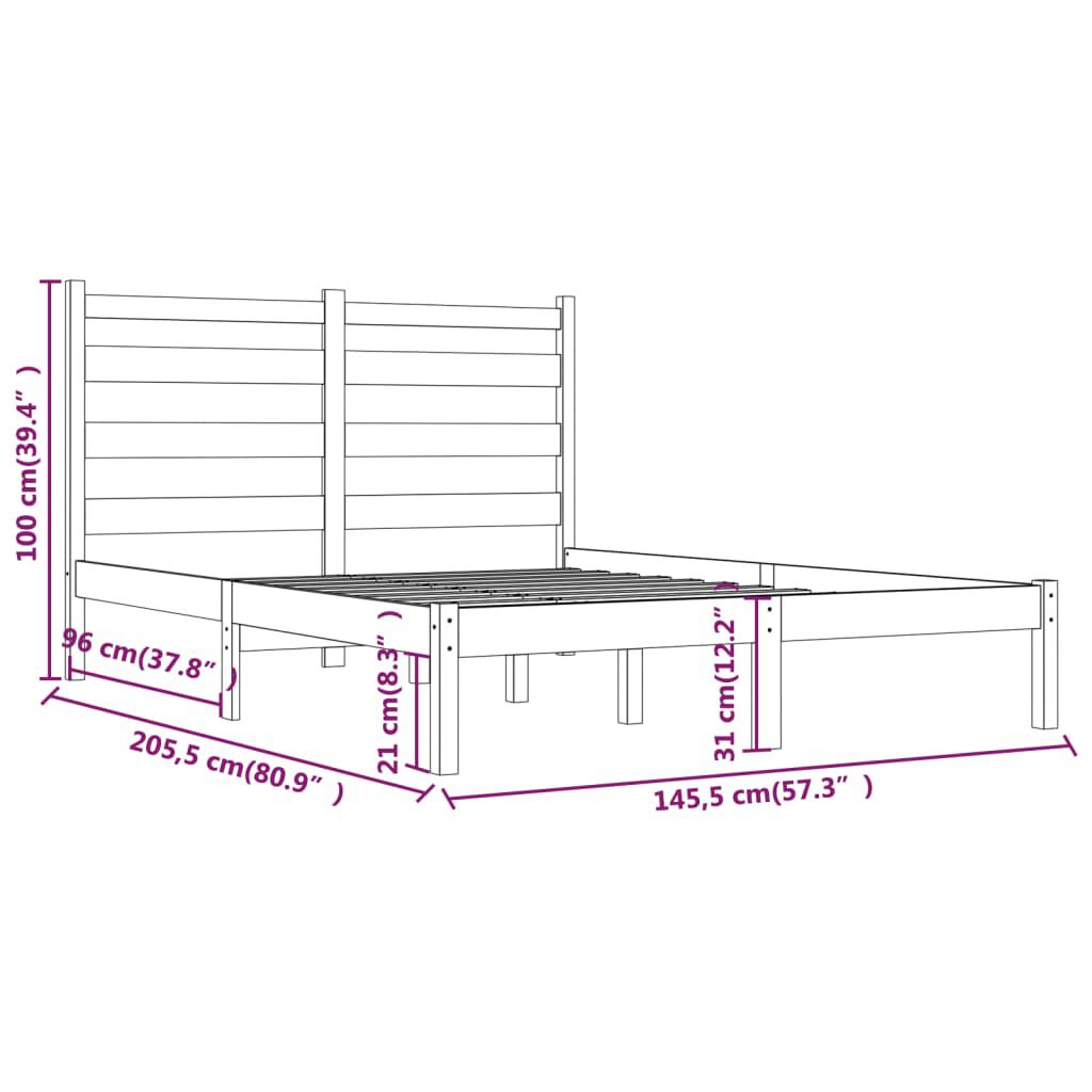 vidaXL Πλαίσιο Κρεβατιού 140 x 200 εκ. από Μασίφ Ξύλο Πεύκου