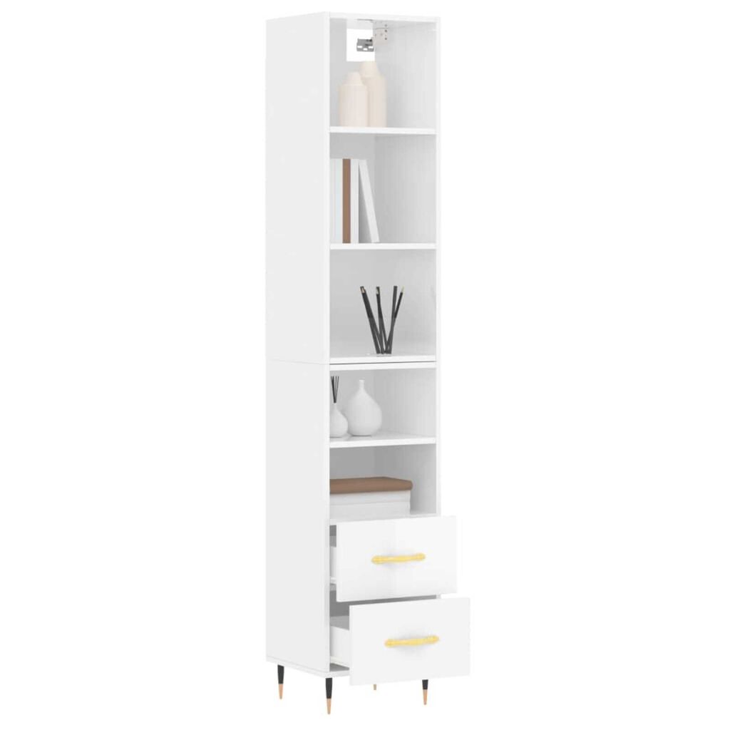 vidaXL Ντουλάπι Γυαλ. Λευκό 34,5 x 34 x 180 εκ. από Επεξεργασμένο Ξύλο