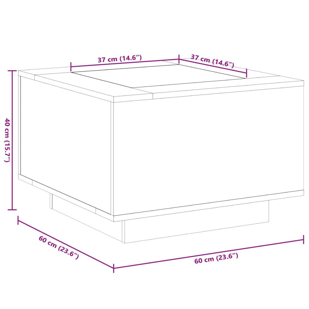 vidaXL Τραπεζάκι Σαλονιού με LED Γκρι 60x60x40 εκ. Επεξεργασμένο Ξύλο