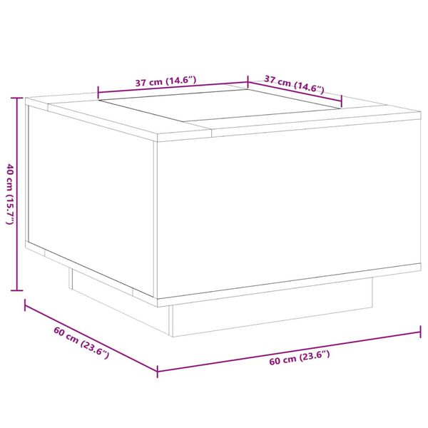 vidaXL Τραπεζάκι Σαλονιού με LED Γκρι 60x60x40 εκ. Επεξεργασμένο Ξύλο