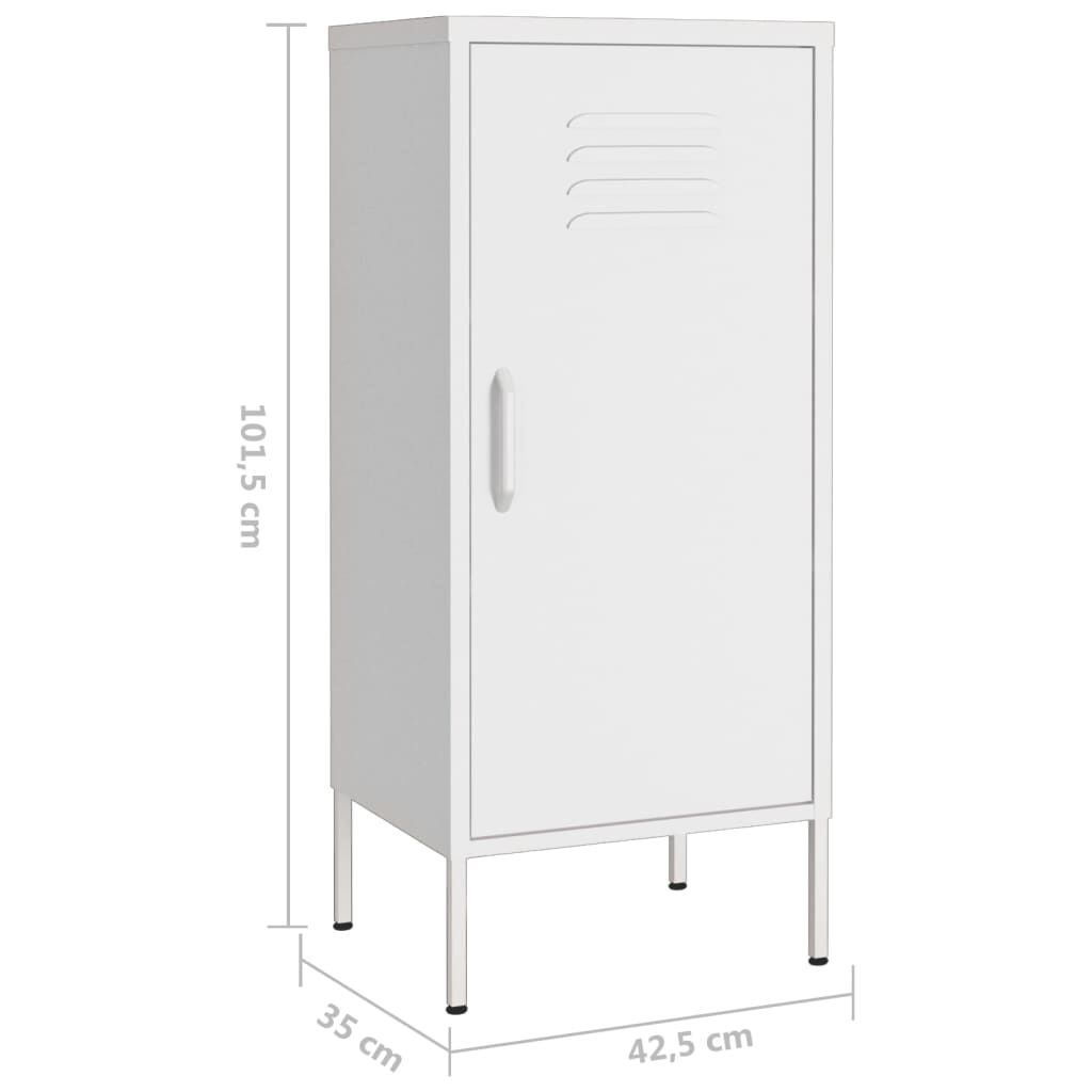 vidaXL Ντουλάπι Αποθήκευσης Λευκό 42,5x35x101,5 εκ. από Ατσάλι