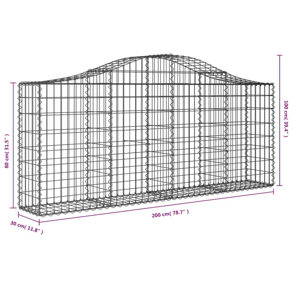 vidaXL Συρματοκιβώτια Τοξωτά 9 τεμ. 200x30x80/100 εκ. Γαλβαν. Ατσάλι