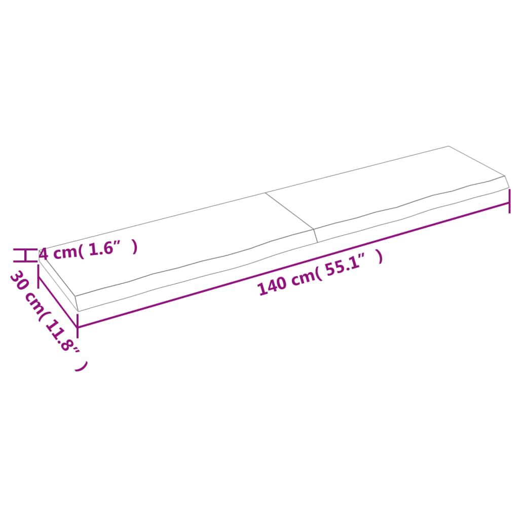 vidaXL Ράφι Τοίχου Σκούρο Καφέ 140x30x(2-4) εκ. Επεξ. Μασίφ Ξύλο Δρυός