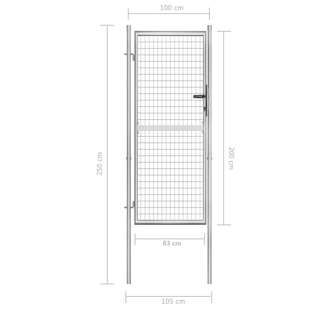 vidaXL Πόρτα Περίφραξης Ασημί 105 x 250 εκ. από Γαλβανισμένο Χάλυβα