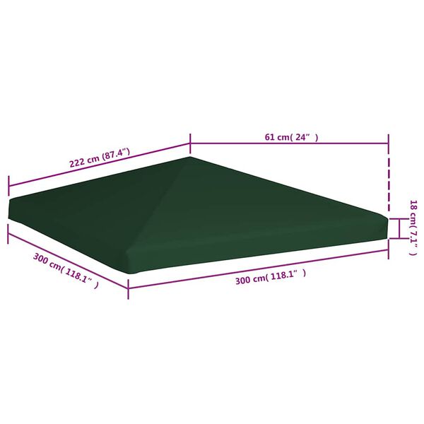 vidaXL Κάλυμμα για Κιόσκι Πράσινο 3 x 3 μ. 310 γρ./μ²