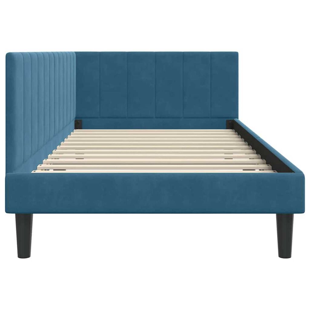 vidaXL Κρεβάτι Γωνίας με κεφαλάρι Μπλε 100 x 200 cm Βελούδο