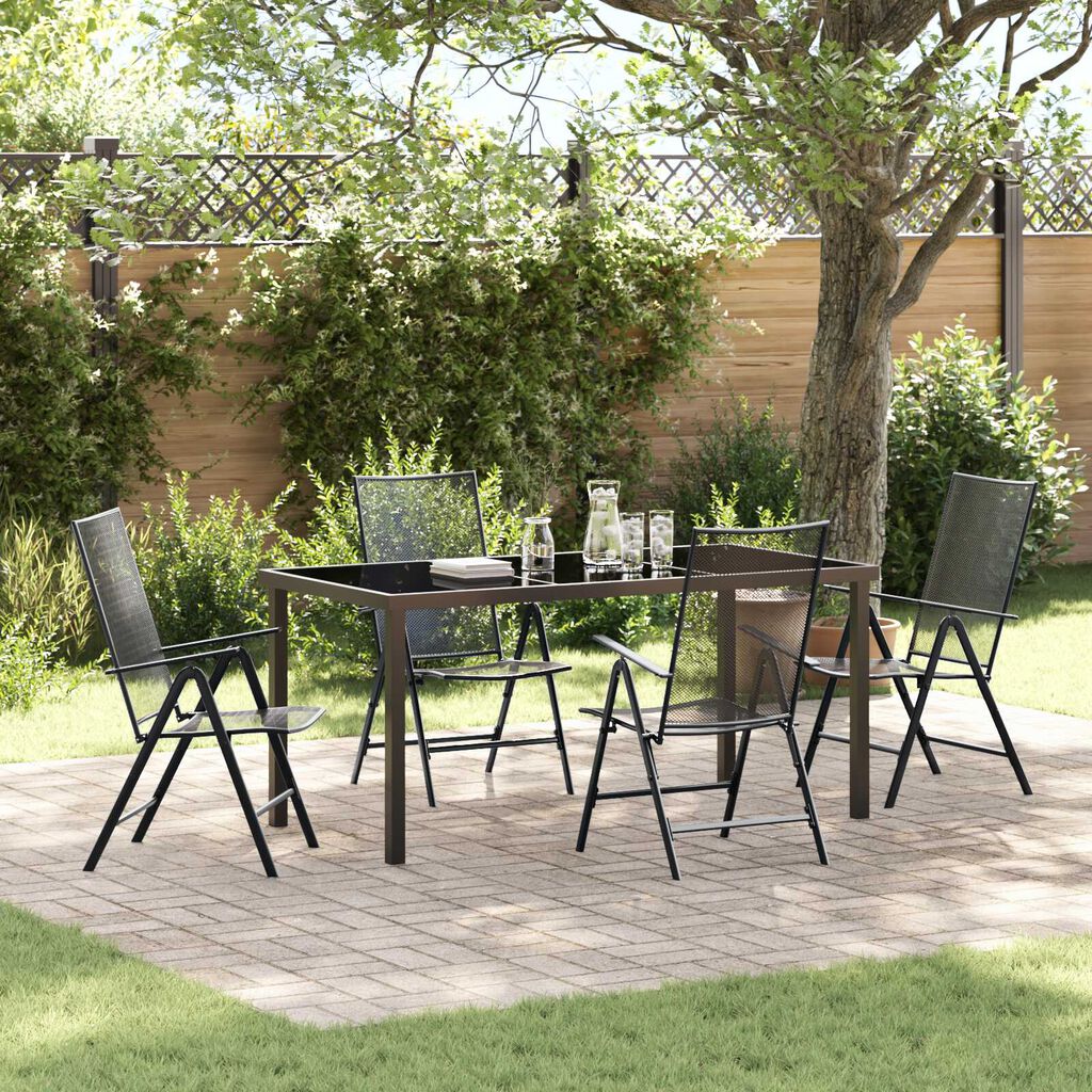 vidaXL Σέτ φαγητού για κήπο Πτυσσόμενος 5 pcs Ανθρακί Ατσάλι