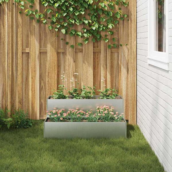 vidaXL Γλάστρα Κήπου Ασημί 100 x 60 x 45 εκ Γαλβανισμένος χάλυβας