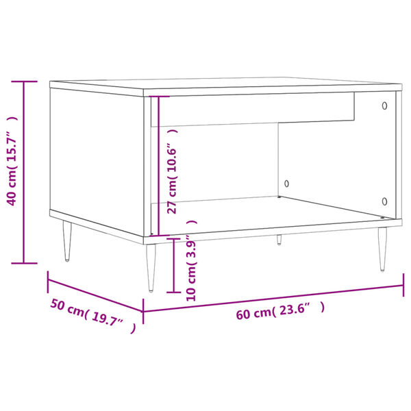 vidaXL Τραπεζάκι Σαλονιού Καφέ Δρυς 60 x 50 x 40 εκ. από Επεξεργ. Ξύλο