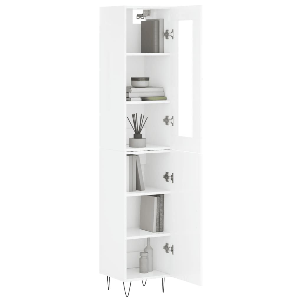 vidaXL Ντουλάπι Γυαλ. Λευκό 34,5 x 34 x 180 εκ. από Επεξεργασμένο Ξύλο