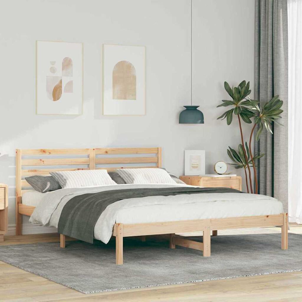 vidaXL Σκελετός Κρεβατιού Καφέ 140 x 200 cm Μασίφ ξύλο πεύκου