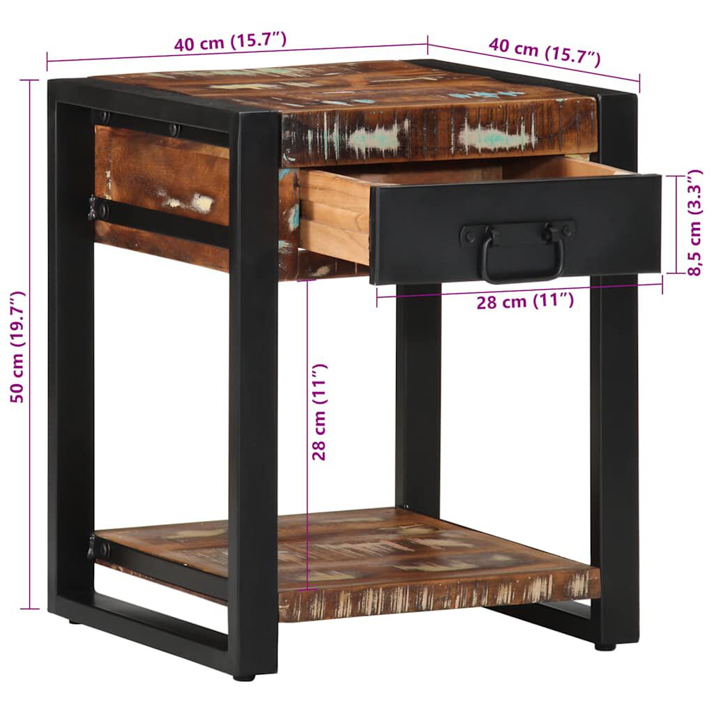 vidaXL Τραπεζάκι Πολύχρωμο 40x40x50 cm Στερεό ξύλο αναγεννημένο