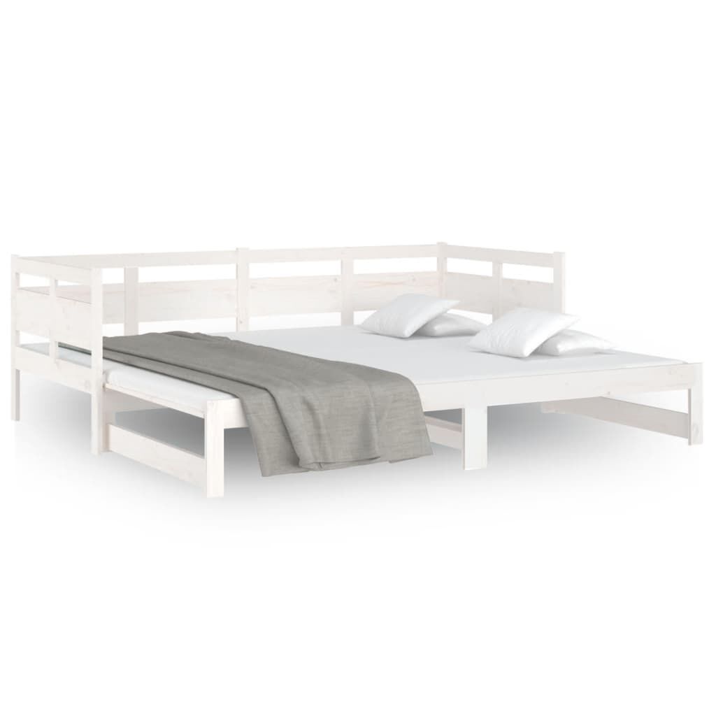 vidaXL Καναπές Κρεβάτι Συρόμενος Λευκός 2x(90x190) εκ. από Μασίφ Πεύκο
