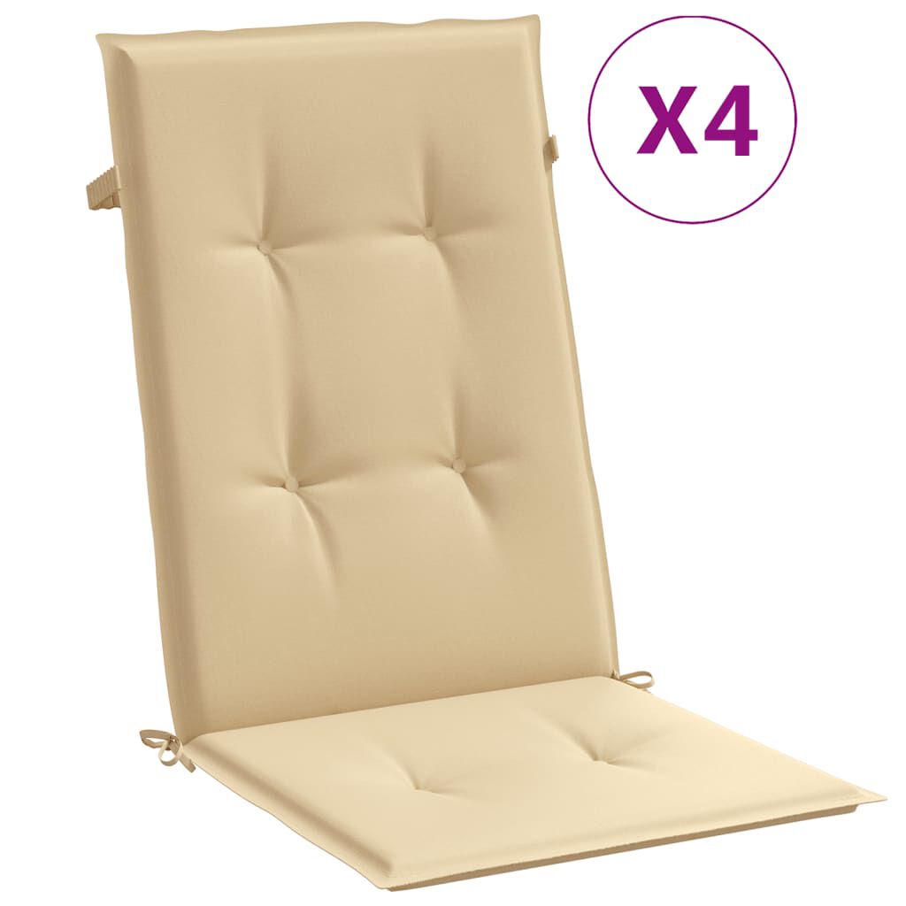 vidaXL Μαξιλάρια Καρέκλας με Πλάτη 4 τεμ. Μπεζ 120x50x7 εκ. Ύφασμα