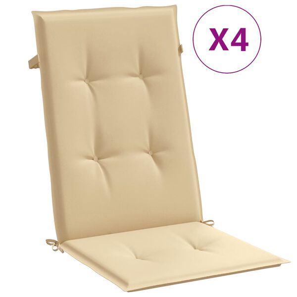 vidaXL Μαξιλάρια Καρέκλας με Πλάτη 4 τεμ. Μπεζ 120x50x7 εκ. Ύφασμα