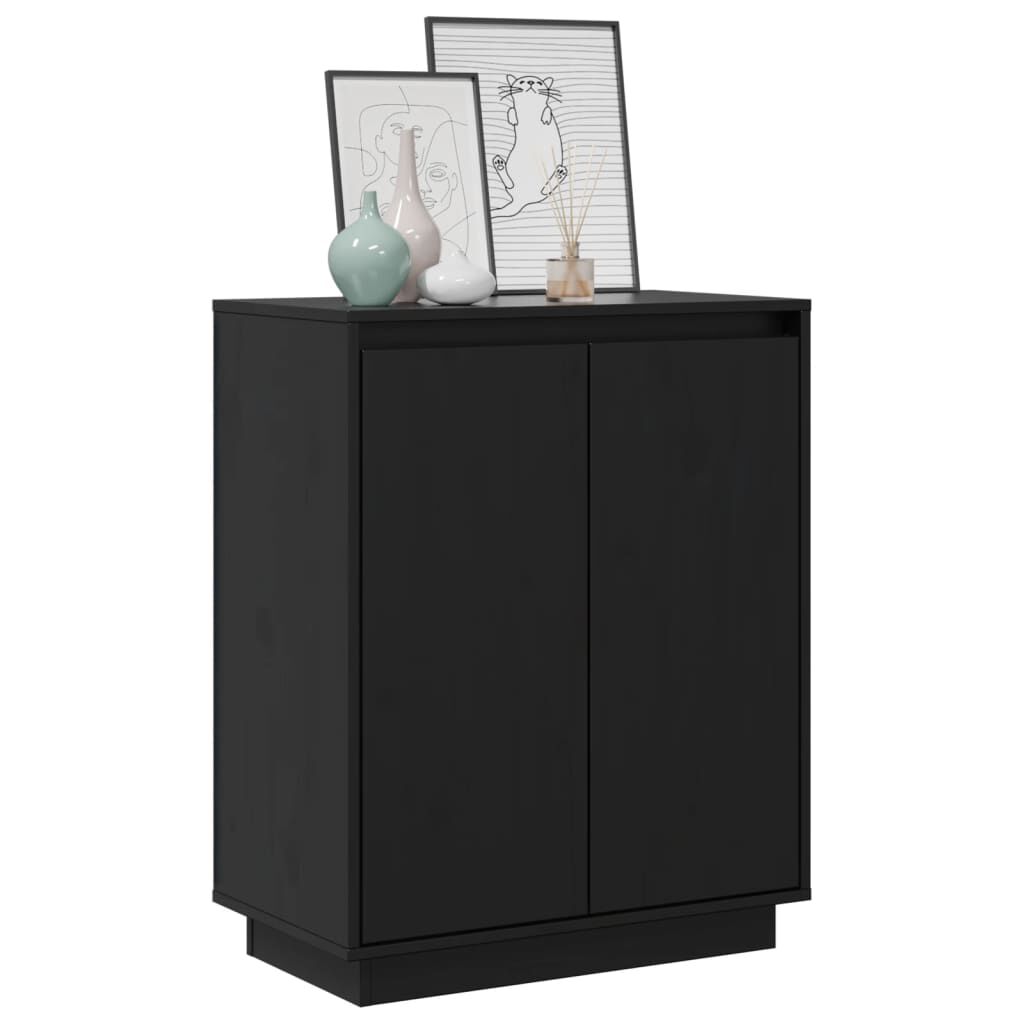 vidaXL Ντουλάπι Μαύρο 60 x 34 x 75 εκ. από Μασίφ Ξύλο Πεύκου