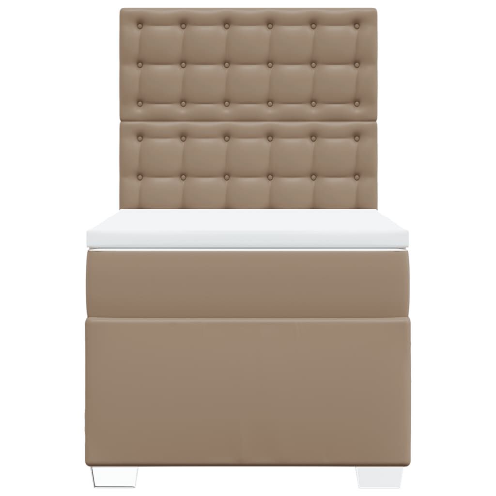 vidaXL Κρεβάτι Boxspring με Στρώμα Καπουτσίνο 80x200 εκ. Συνθ. Δέρμα