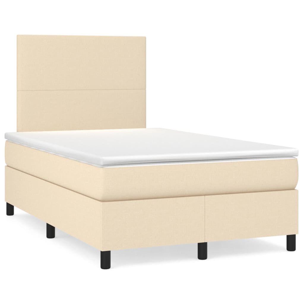 vidaXL Κρεβάτι Boxspring με Στρώμα Κρεμ 120x200 εκ. Υφασμάτινο
