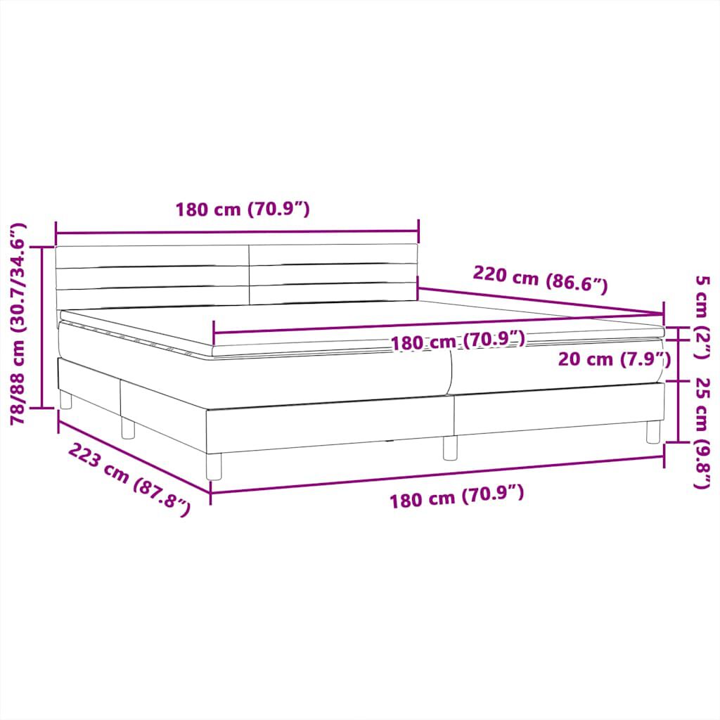 vidaXL Box Spring Κρεβάτι με στρώμα Μαύρο 180x220 cm Βελούδινο