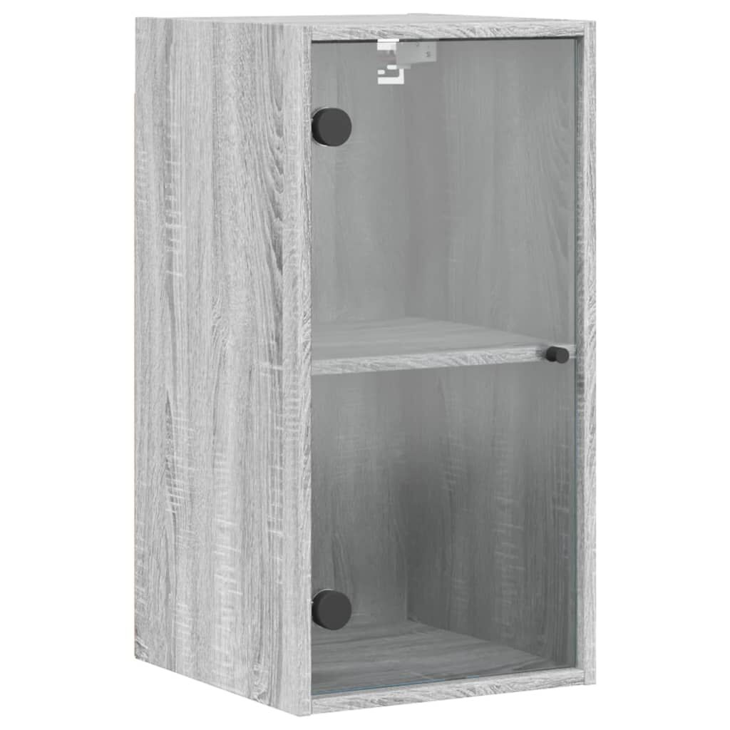 vidaXL Ντουλάπι Τοίχου Sonoma Γκρι 35x37x68,5 εκ. με Γυάλινες Πόρτες