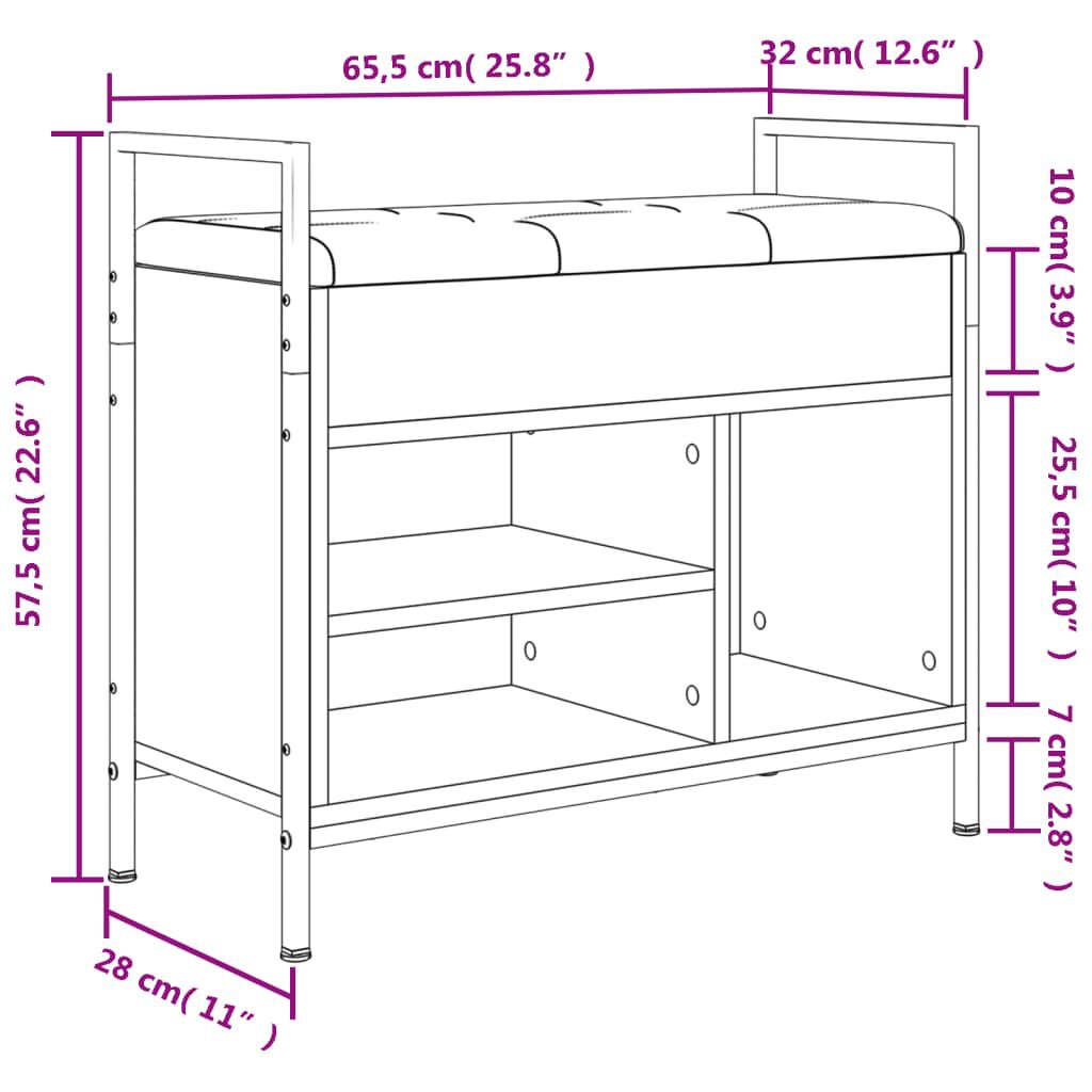 vidaXL Παπουτσοθήκη Γκρι Sonoma 65,5x32x57,5εκ. από Επεξεργασμένο Ξύλο