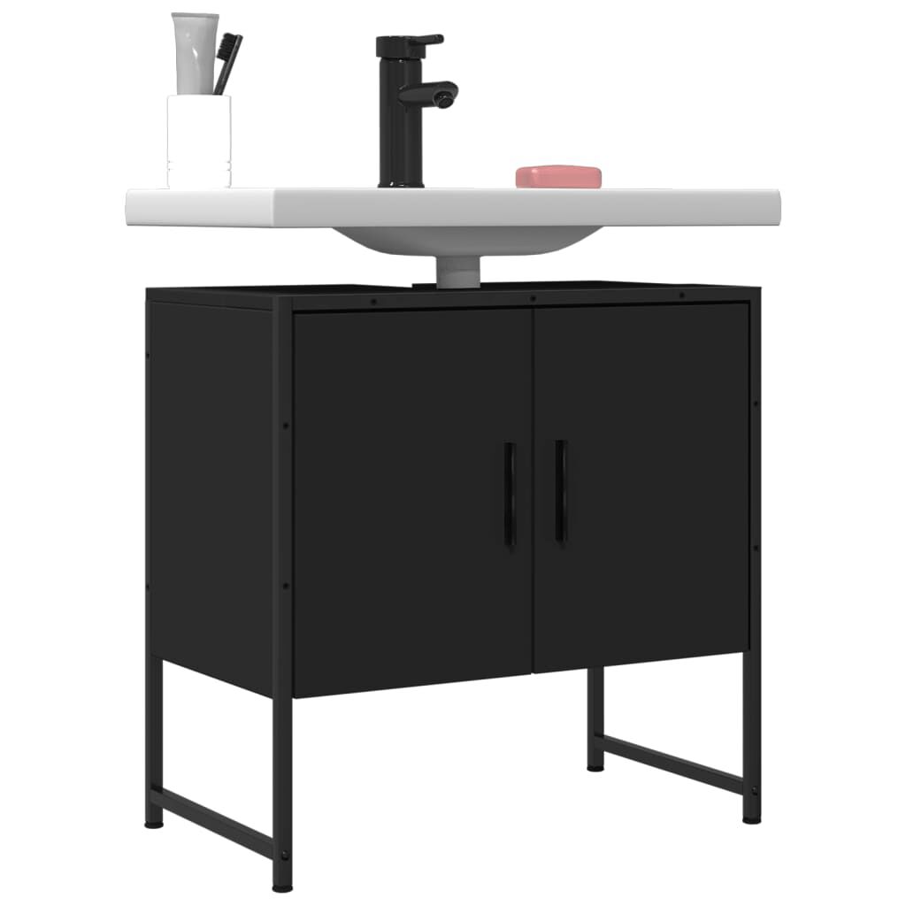 vidaXL Ντουλάπι Νιπτήρα Μπάνιου Μαύρο 60x33x60 εκ. Επεξεργασμένο Ξύλο
