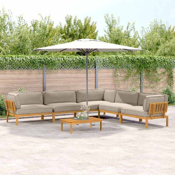 vidaXL &Sigma;&epsilon;&tau; &Kappa;&alpha;&nu;&alpha;&pi;έ &mu;&epsilon; &mu;&alpha;&xi;&iota;&lambda;ά&rho;&iota; 6 pcs Taupe &Sigma;&tau;&epsilon;&rho;&epsilon;ό &Xi;ύ&lambda;&omicron; &Alpha;&kappa;&alpha;&kappa;ί&alpha;&sigmaf;