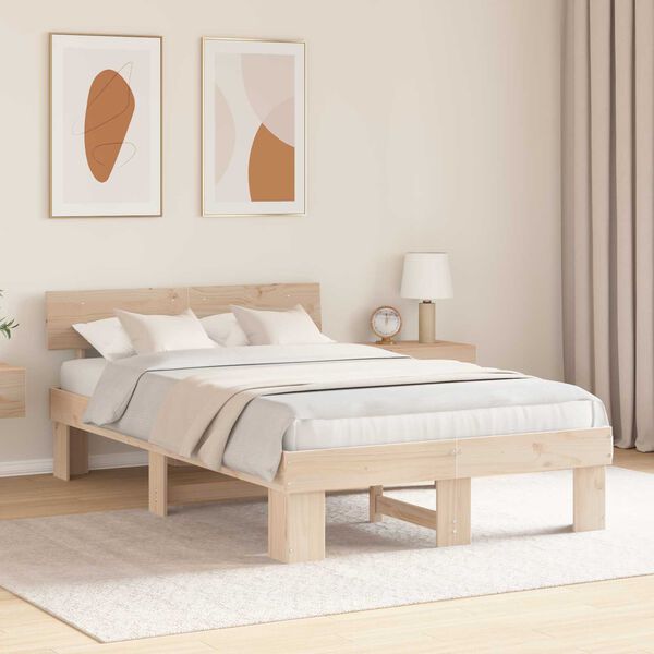 vidaXL Σκελετός Κρεβατιού Καφέ 120 x 200 cm Συμπαγές ξύλο πεύκου