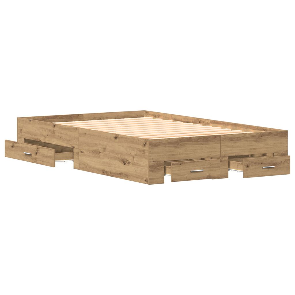 vidaXL Κρεβάτι με Συρτάρια από Δρυς 120x200 cm Επεξεργασμένο Ξύλο