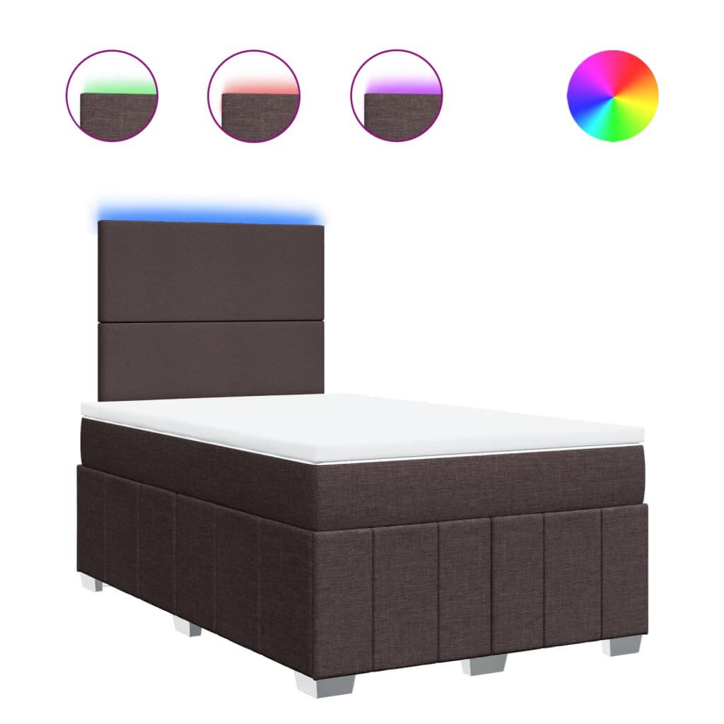 vidaXL Κρεβάτι Boxspring με Στρώμα Σκούρο Καφέ 120x190 εκ Υφασμάτινο