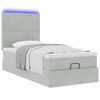 vidaXL Οθωμανικό κρεβάτι με στρώματα & LEDs Ανοιχτό γκρι Βελούδο