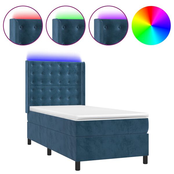 vidaXL &Kappa;&rho;&epsilon;&beta;ά&tau;&iota; Boxspring &mu;&epsilon; &Sigma;&tau;&rho;ώ&mu;&alpha; & LED &Sigma;&kappa;. &Mu;&pi;&lambda;&epsilon; 90x190 &epsilon;&kappa;. &Beta;&epsilon;&lambda;&omicron;ύ&delta;&iota;&nu;&omicron;