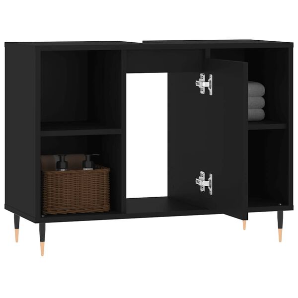 vidaXL Ντουλάπι Μπάνιου Μαύρο 80 x 33 x 60 εκ. από Επεξεργασμένο Ξύλο