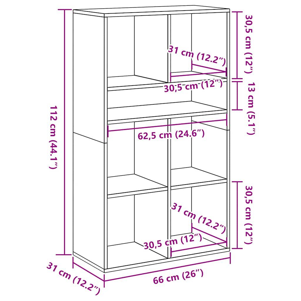 vidaXL Βιβλιοθήκη Μαύρη 66x31x112 εκ. από Επεξεργασμένο Ξύλο