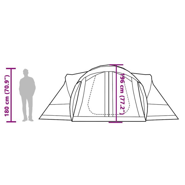 vidaXL Σκηνή Κάμπινγκ Tipi 8 Ατόμων Αδιάβροχη Γκρι/Πορτοκαλί