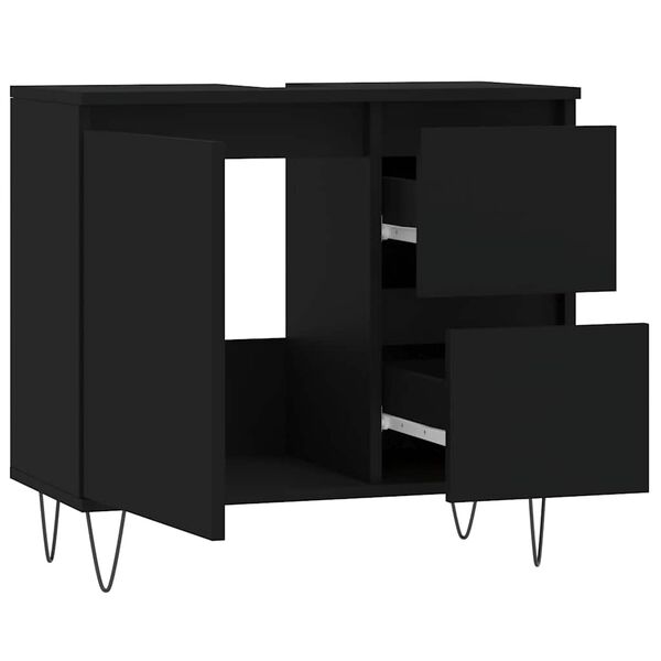 vidaXL Ντουλάπι Μπάνιου Μαύρο 65x33x60 εκ. Επεξεργασμένο Ξύλο
