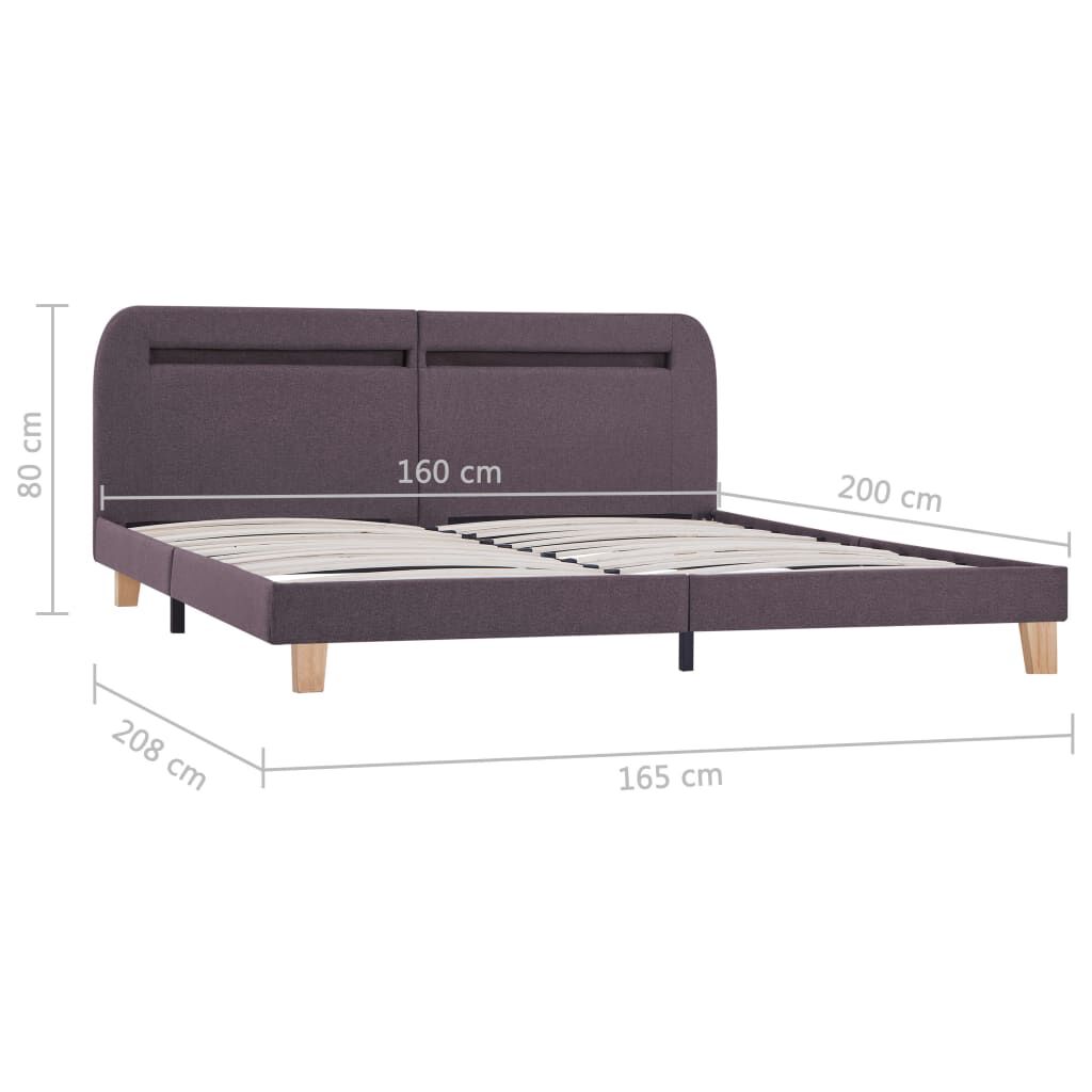 vidaXL Σκελετός Κρεβατιού με LED χωρίς Στρώμα Taupe 150x200 εκ.
