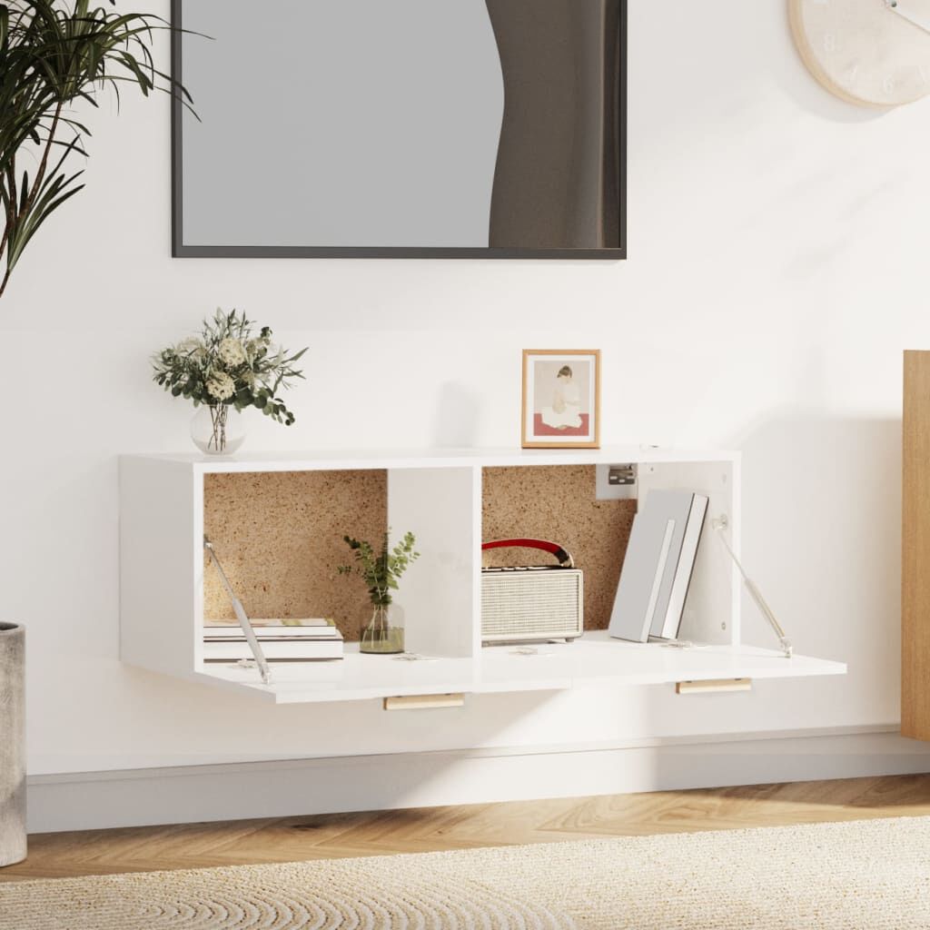 vidaXL Ντουλάπι Γυαλιστερό λευκό100x36,5x35 εκ. από Επεξεργασμένο Ξύλο