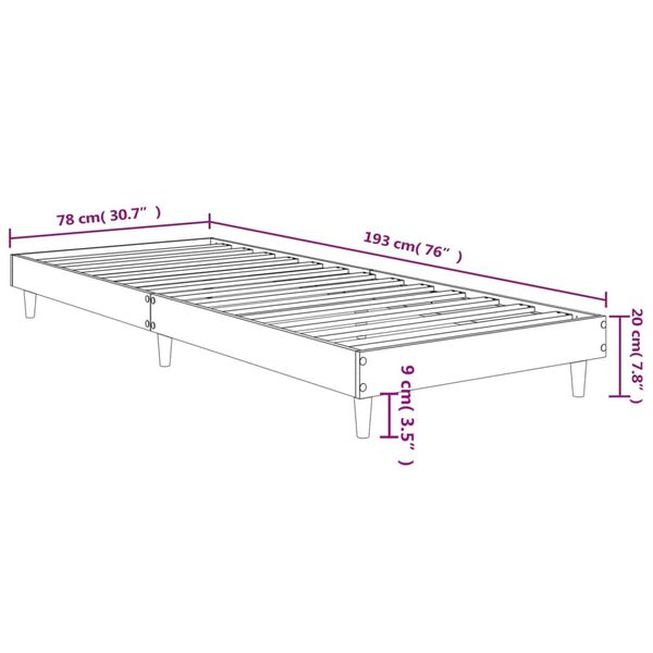 vidaXL Πλαίσιο Κρεβατιού Χωρ. Στρώμα Καφέ Δρυς 75x190εκ Επεξ. Ξύλο
